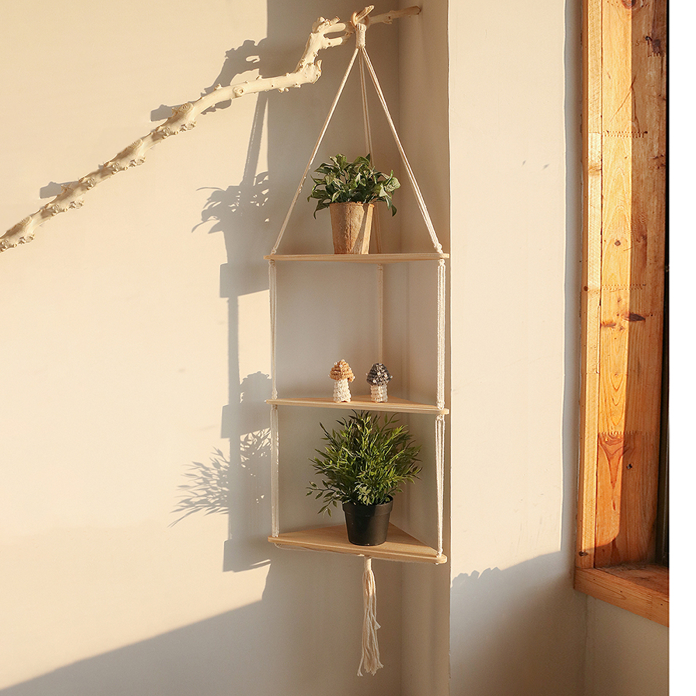 Candle Holder Supplies - Triangle Shelves Wall Decor Macrame Wall