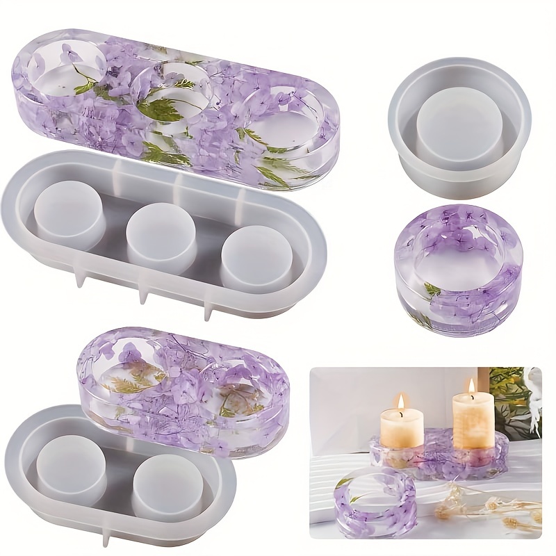 Candle Holder Supplies - 1/2/3 Hole DIY Crystal Epoxy Plastic