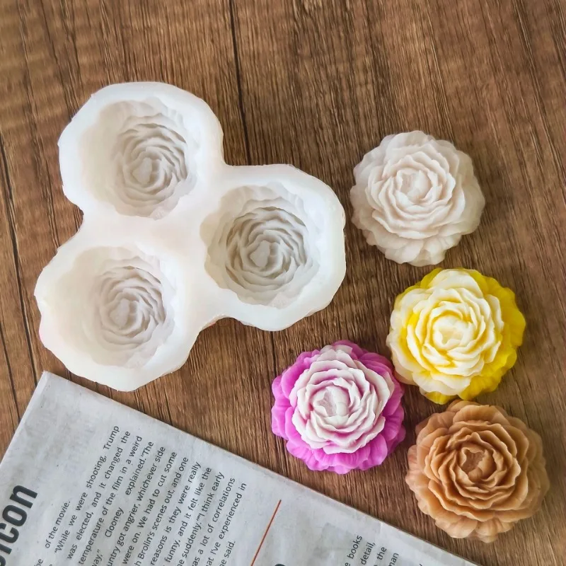 Candle Making Supplies Online - Peony Flower Candle Silicone Mold 3D