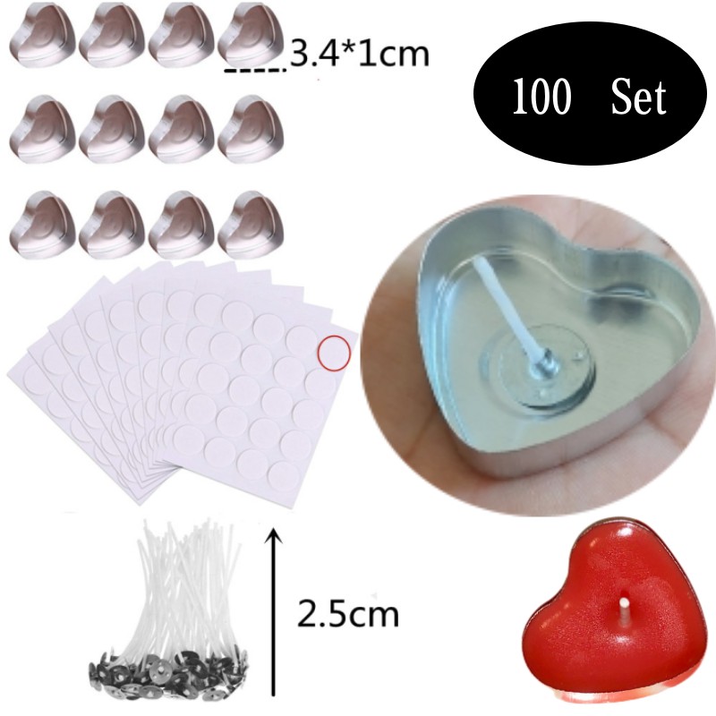 100 Sets Heart shaped Empty Al - Candle Supplies Jars incelemesi ve fiyatı