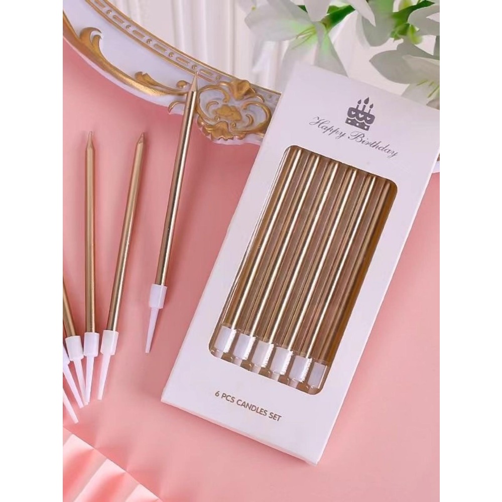 6 Pieces Metallic Candle Long  - Candle Holder Supplies incelemesi ve fiyatı