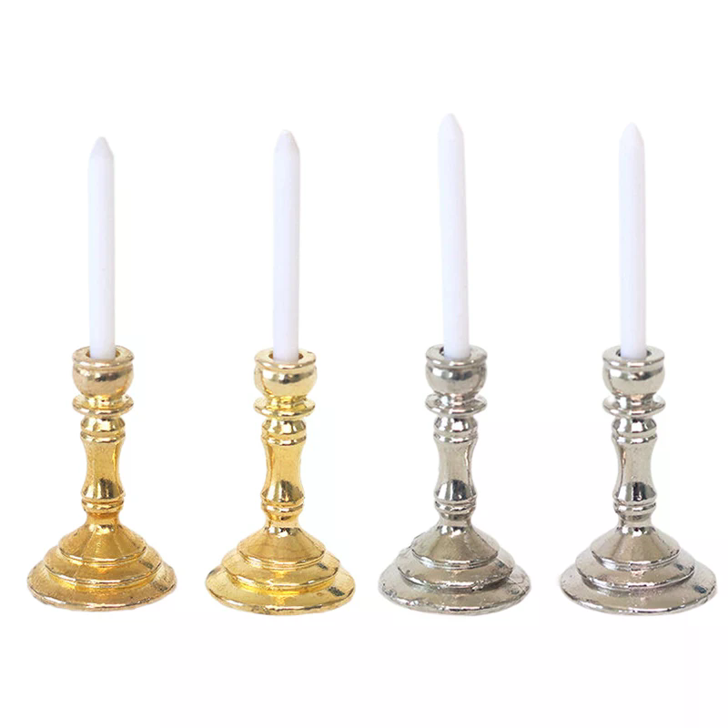 New 1Pair 1:12 Dollhouse Minia - Candle Holder Supplies incelemesi ve fiyatı