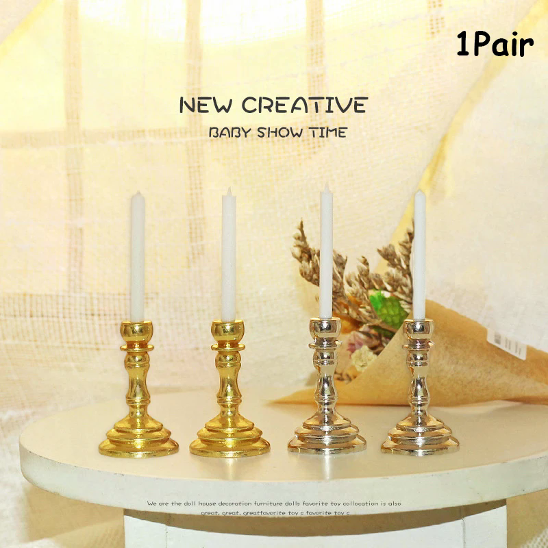 New 1Pair 1:12 Dollhouse Minia - Candle Holder Supplies incelemesi ve fiyatı