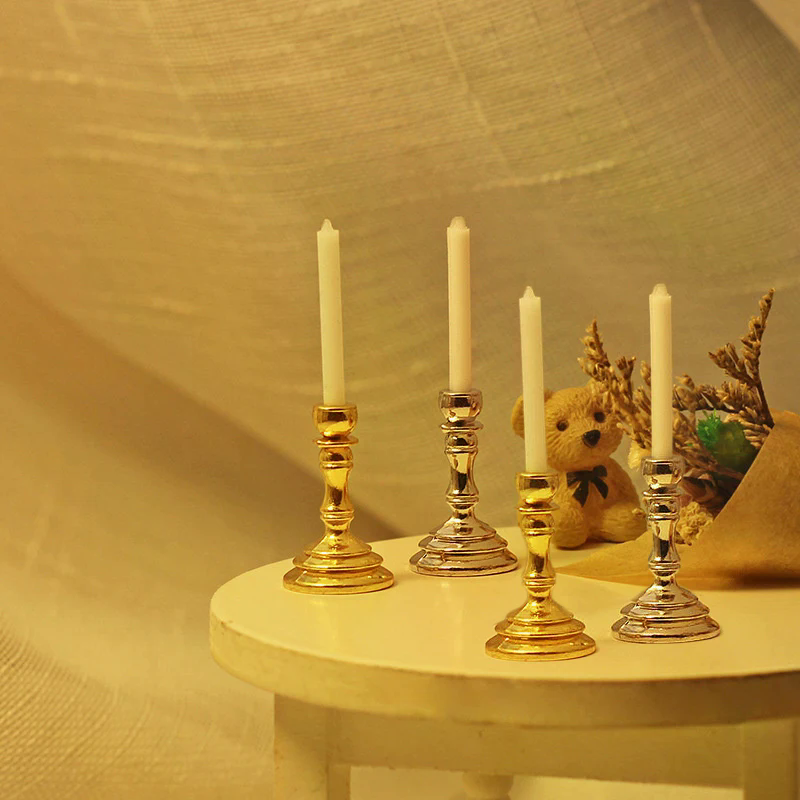 New 1Pair 1:12 Dollhouse Minia - Candle Holder Supplies incelemesi ve fiyatı