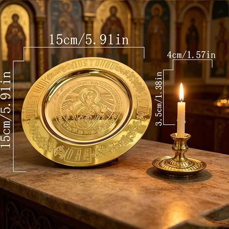 New 15cm Gold Plated Orthodox  - Candle Holder Supplies incelemesi ve fiyatı
