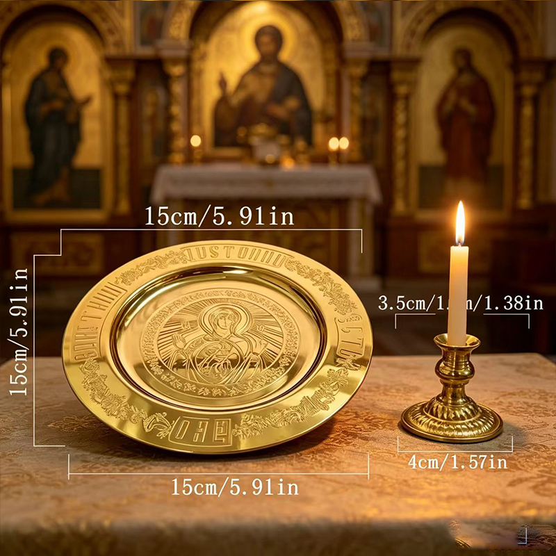 New 15cm Gold Plated Orthodox  - Candle Holder Supplies incelemesi ve fiyatı