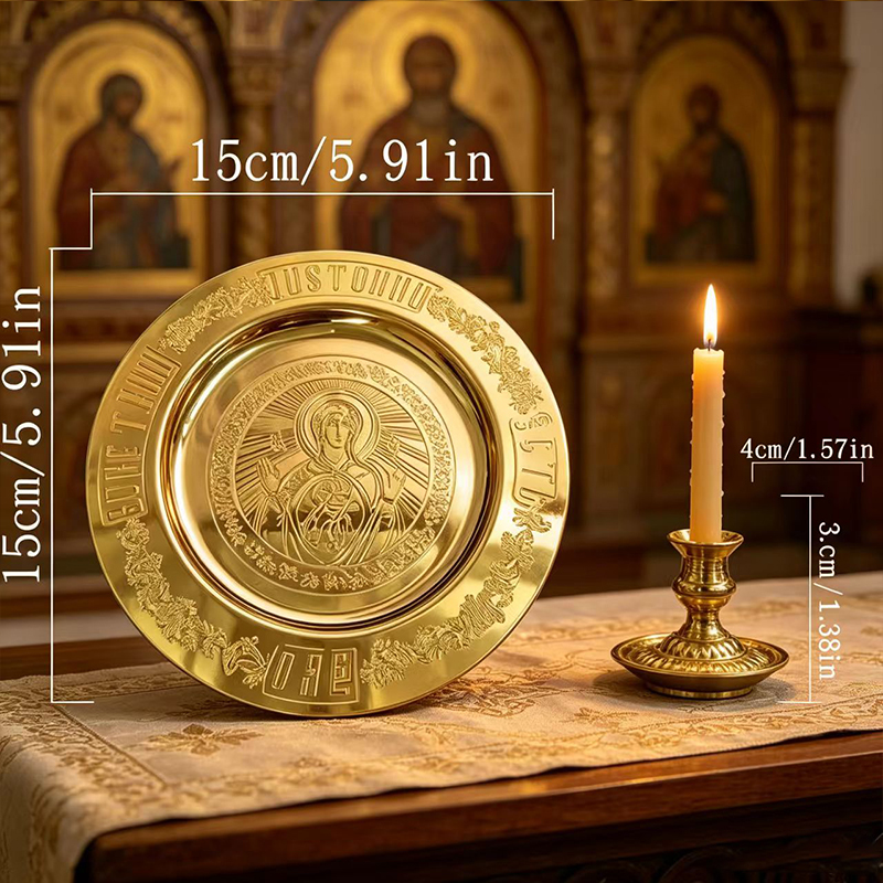 New 15cm Gold Plated Orthodox  - Candle Holder Supplies incelemesi ve fiyatı